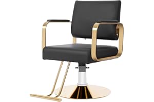 Marsyyds Barber Salon Chair, 440lbs Adjustable Beauty Spa Hair Styling Salon Chair 360° Rotatable Multi-Function Barber Chair with Footrest for Barber Shops Homes & Spas (Black+Golden)