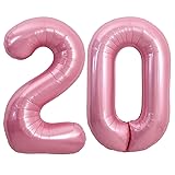 TONIFUL 40 Inch Large Light Pink Number 20 Balloons