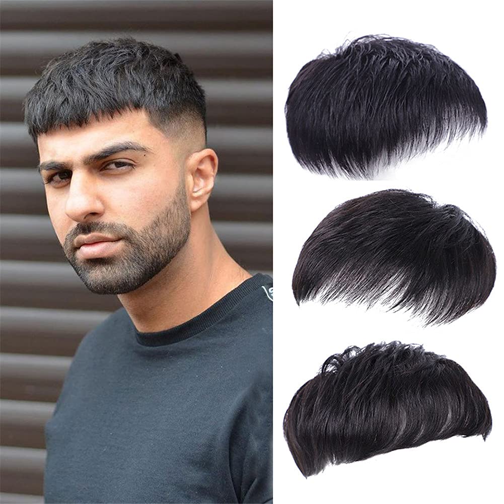 Drasawee Men Short Toppers Hairpiece Real Human Hair Clip in Hair Pieces for Covering White Loss Hair Toupee 18x20cm Hand Made Natural Style