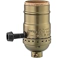 Lamp Socket Replacement, E26 Threaded Base, Turn Knob for ON/Off Light Settings, Lamp Parts for Table and Floor Lamps Repair, Light Socket with Lamp Switch Kit(Antique Brass)