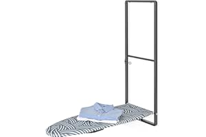 KINGBOARD Over Door Ironing Board, Hanging Ironing Board with Iron Holder, 36" X 12" Compact Fold Down Iron Board for Small Spaces, Removable Heat Resistant Cover, Blue