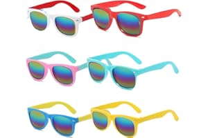 FRESHDEAR 6 Pack Kids Sunglasses Bulk with UV Protection - 3 Solid & 3 Dual-Color Frames for Boys & Girls Ages 3-6 | Summer Party Favors, Outdoor Birthday Essentials
