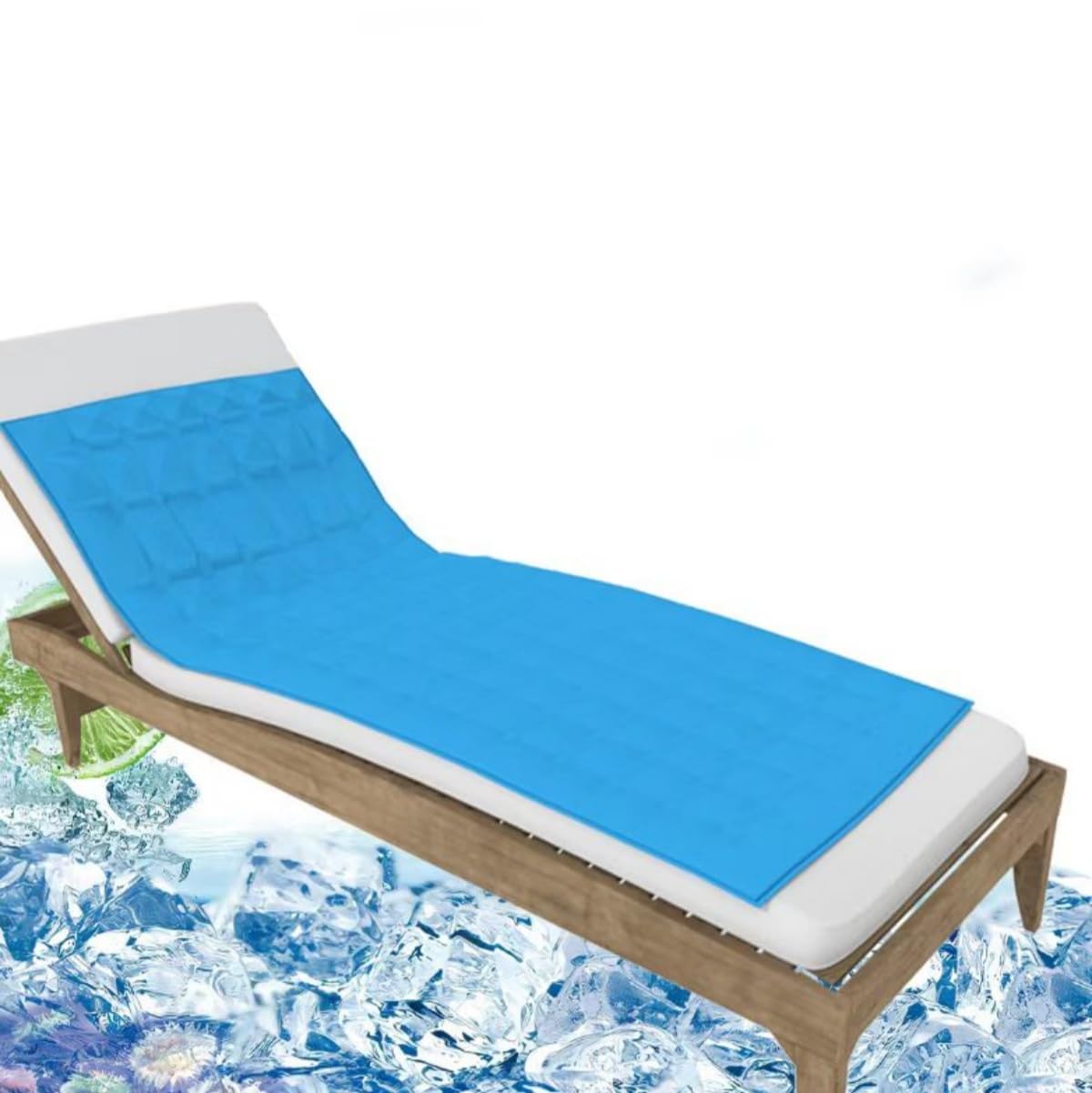 FFTT Pro Gel Cooling Mat for Adults, Humans Cool Mat Mattress for Night Sweats &Increase Sleep Quality, Single Bed Sheet Topper Mat Cushion -100% Safe and Clean Beach Mat （170 * 70cm ）（Blue）