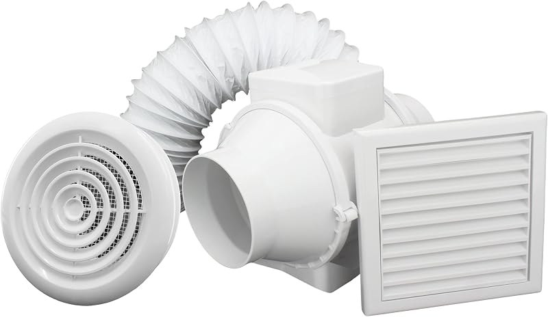 VENTS 100mm Inline Bathroom Extractor Fan Kit with Run-On Timer - Quiet Loft