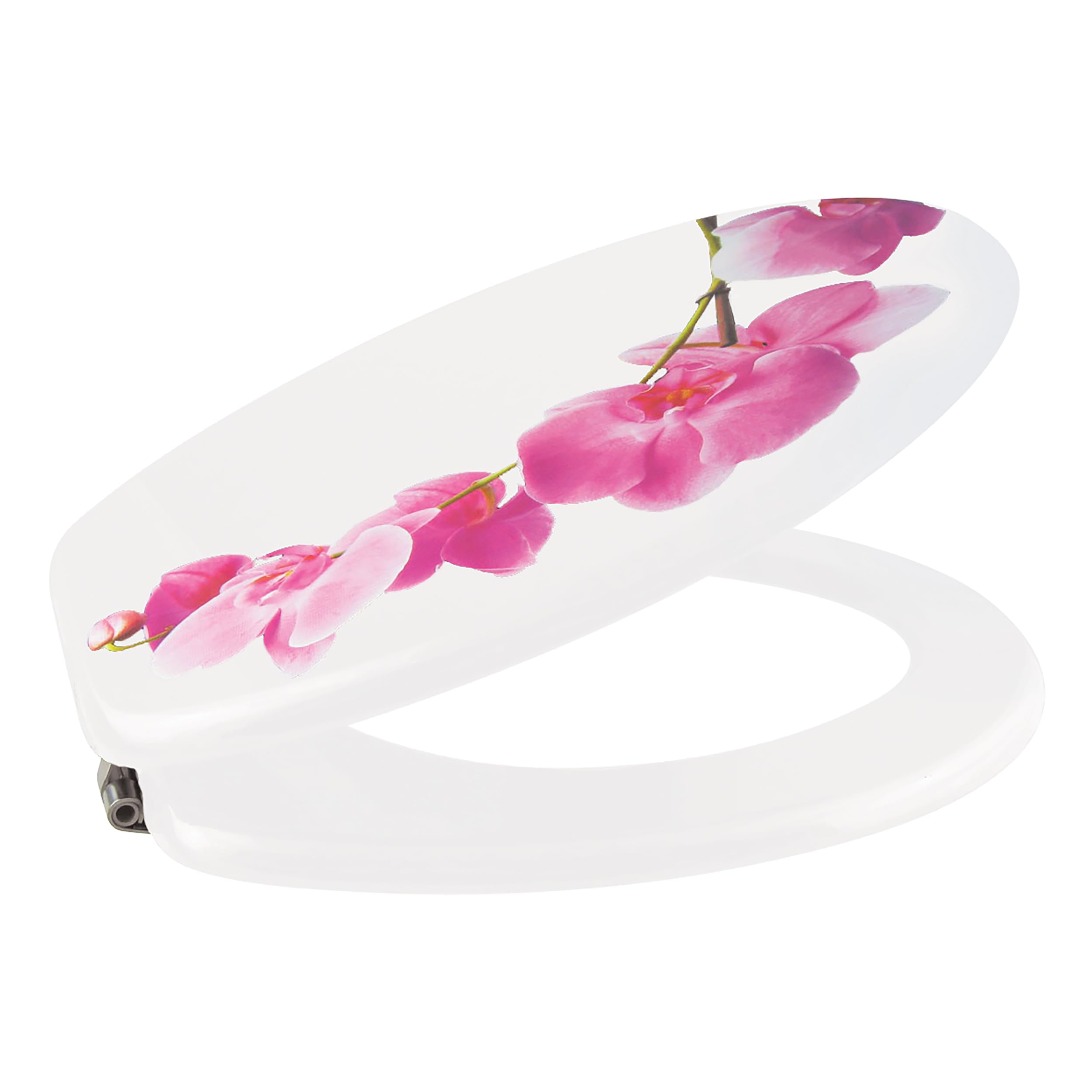 MSV 140945 Lanyu Printed Toilet Seat MDF/Stainless Steel White 42.5 x 36.5 x 1.7 cm