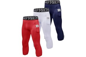 Yuerlian Men’s 3/4 Compression Pants Athletic Tights Sports Baselayer Running Workout Leggings with Pocket