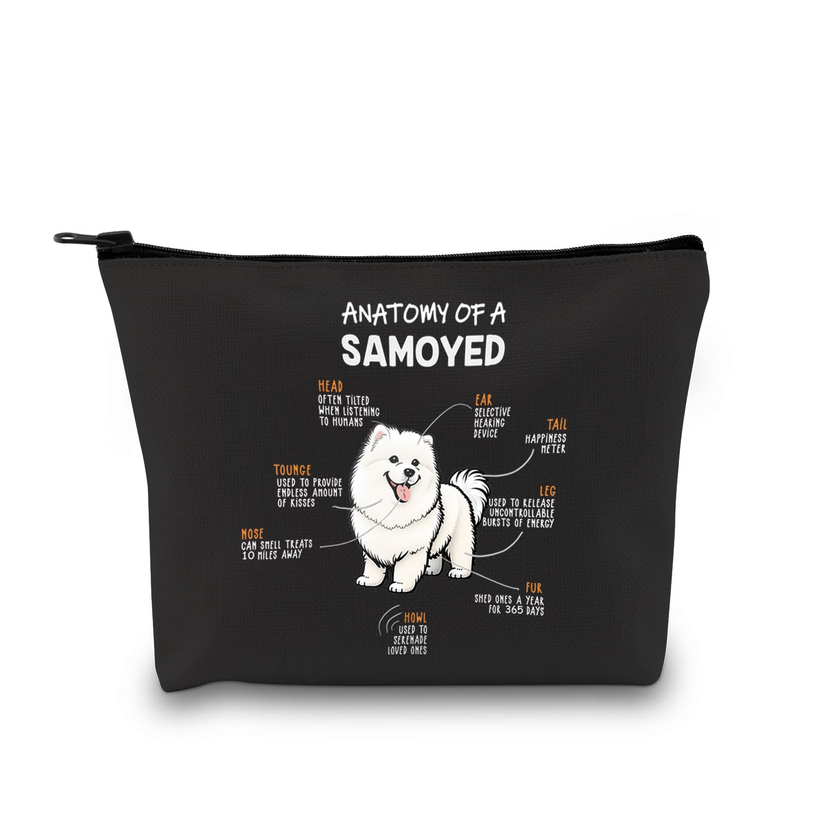 PYOUL Samoyed Inspired Gift Anatomy of A Samoyed Dog Makeup Bag Samoyed Mom Cosmetic Bag Samoyed Lover Gift Samoyed Merch (A Samoyed Dog B)