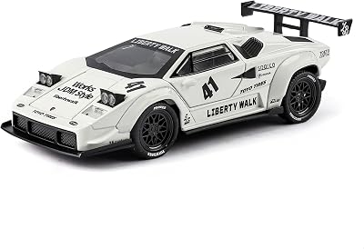 Modelo de Carro Lamborghini LBWK Countach 1/32, Veículos de Retirada de Liga de Zinco Modelo de Carro com Som e Luz para Colecionadores e Crianças Presente de Aniversário de 3 Anos (Branco)