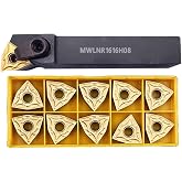 LINZUAN 5/8" Lathe Tool Holder MWLNR1616H08 Indexable Carbide Turning Tool Holder and 10pcs WNMG080404 (WNMG 431) Carbide Inserts Lathe Cutting Tool