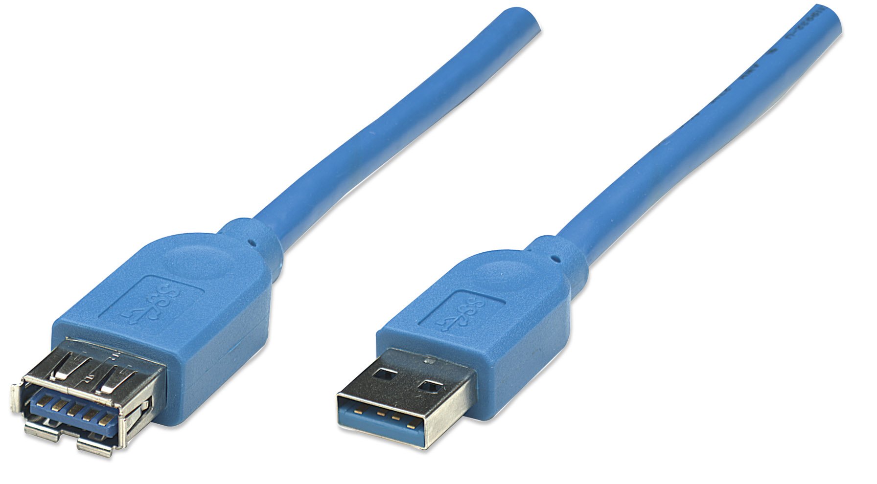 Manhattan USB-A to USB-A Extension Cable, 2m, Male to Female, Blue, 5 Gbps (USB 3.2 Gen1 aka USB 3.0), SuperSpeed USB, Lifetime Warranty, Polybag