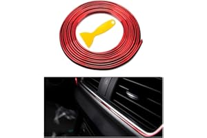 Yourkar Car Interior Trim Strips, 16.4ft Auto Decoration Styling Door Dashboard, DIY Vehicle Interior Filler Insert Flexible Strip with Installing Tool, Univeral Car Accessories (Red)