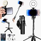 USfoture 6-in-1 Magnetic Mini 20.5'' Selfie Stick for iPhone with LED Light. Can Converts into Mini Tripod/Phone Camera Grip/Handheld Stabilizer/Phone Stand. Selfie Stick with Rechargable Remote