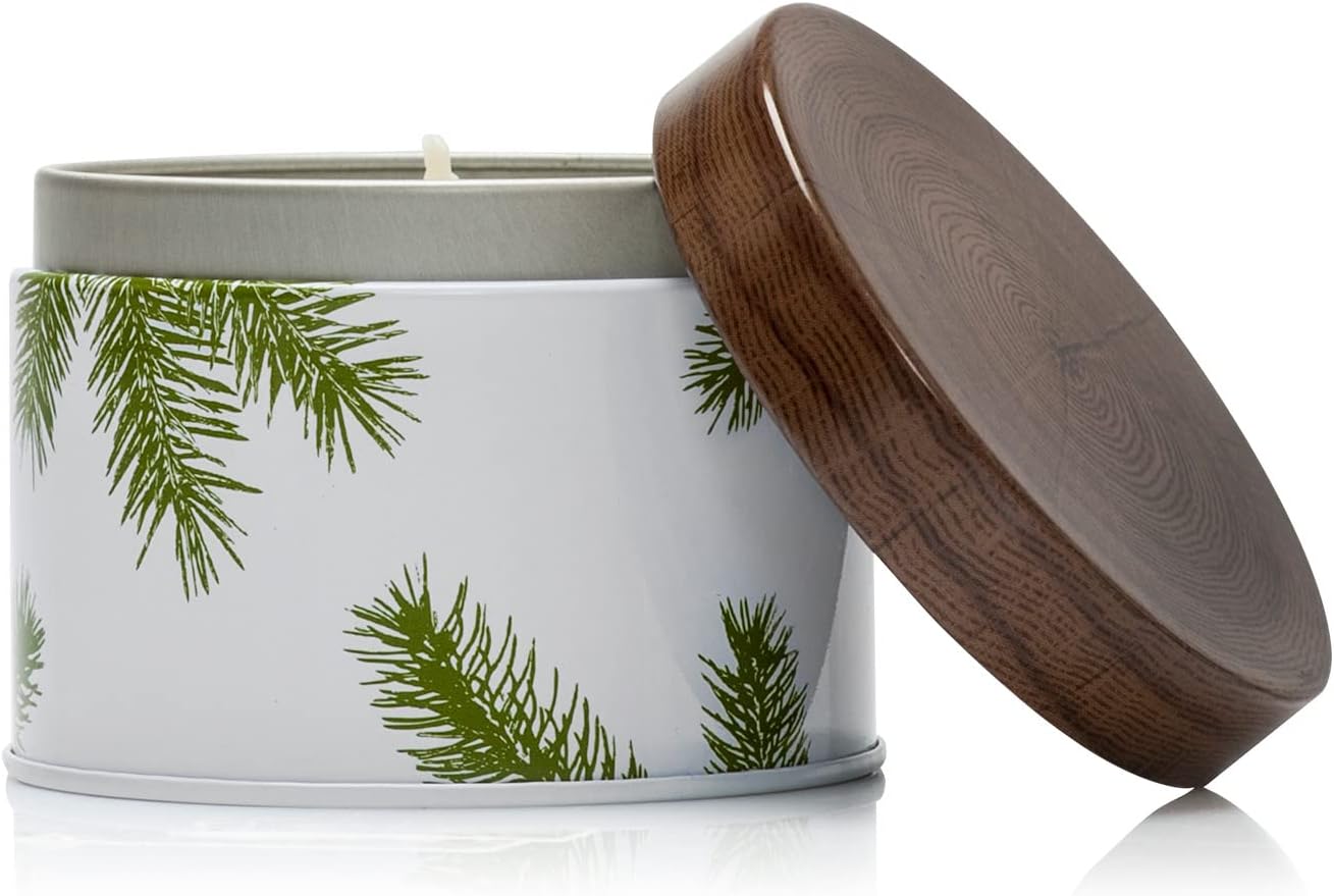 Candles & Holders - Thymes Frasier Fir Candle - Candle Tin - Scented Candle for Luxury Home Fragrance - Single-Wick Candle – Holiday Candles with Pine Needle Design (6.5 oz)