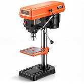 VEVOR 8 in Benchtop Drill Press, 2.5A Induction Motor, Tabletop Drilling Machine with 750/1140 / 1740/2340 / 3200 RPM Adjustable Speed, 0-45&deg; Tilting Worktable, LED Work Light, for Wood Metal