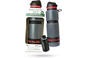 Water-to-Go Active (25oz/75cl) Water Filter Bottle - Perfect for International Travel Hiking Camping and Backpacking - Incl. 