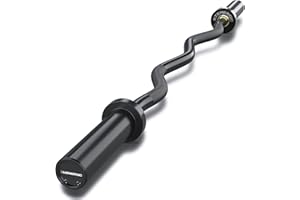 E.T.ENERGIC 47" Olympic EZ Curl Bar 500-lbs Capacity Steel Barbell Suitable for 2" Barbell Plates