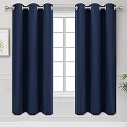 Diraysid Navy Blue Grommet Blackout Curtains for
