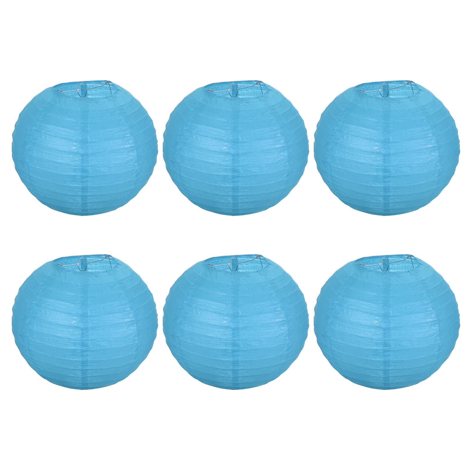 PATIKIL 10 Inch Paper Lanterns, 6 Pack Round Folding Hanging Lamp Shade for Wedding Home Party Festival Celebration, Sky Blue