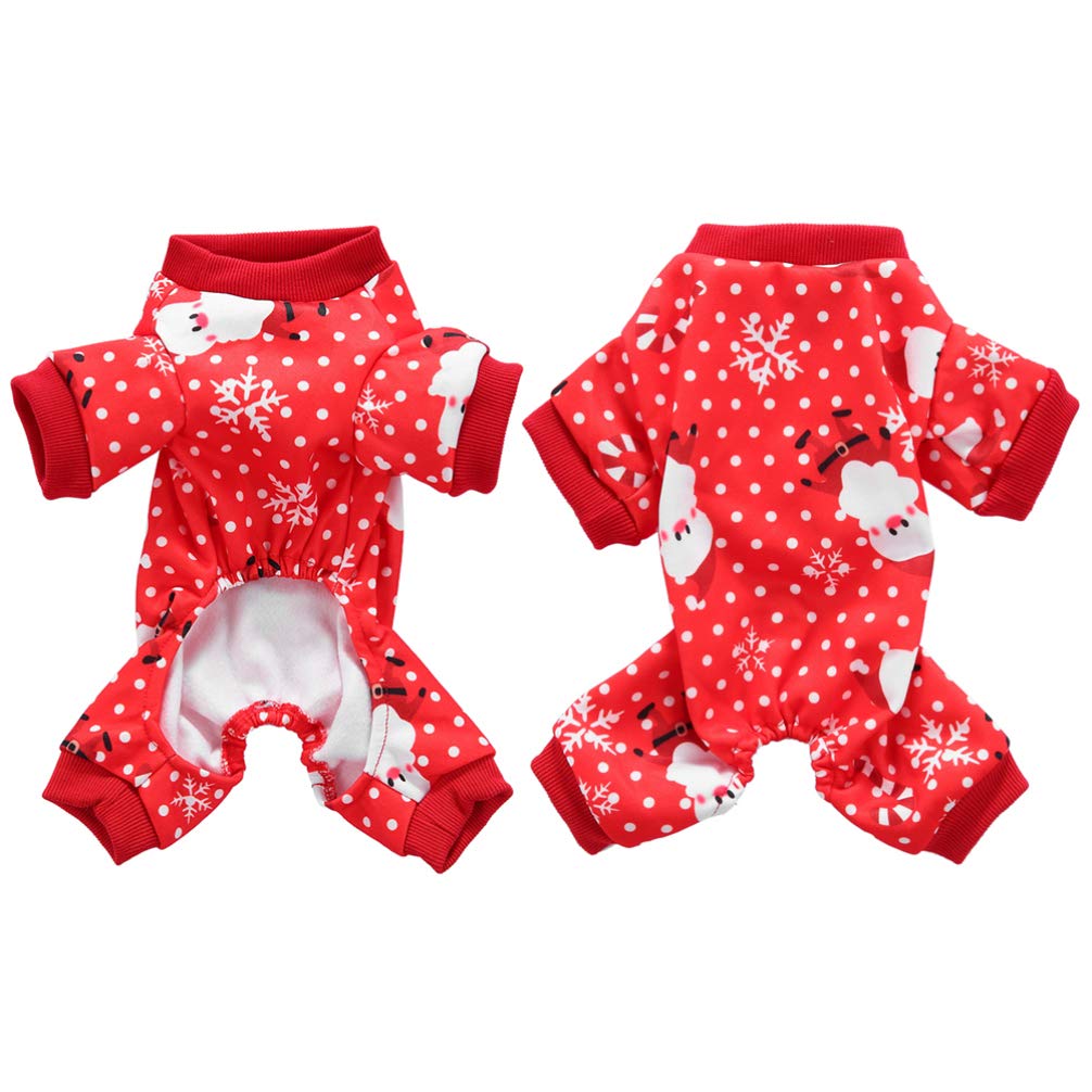 Balacoo Dog Christmas Jumper Puppy Pajamas Holiday Party Dress Up Pet Outfits - Santa Claus 4 Legs Dog Pjs Warm Coat for Small Medium Dogs Cats Cats (Size L)