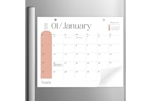 MAKAPLAN Vibrant Colored Arc Magnetic Calendar for Fridge January 2025 - June 2026, 13.5x11 Inches 18-Month Fridge Calendar Magnet with Monthly Color Transitions & Premium Features