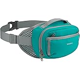WATERFLY Fanny Pack Waist Bag: 2.3L RFID Blocking Anti-Theft Crossbody Bags with Bellows-Style Opening, Breathable Casual Hip Pack for Women Men Traveling Walking Hiking-Cyan