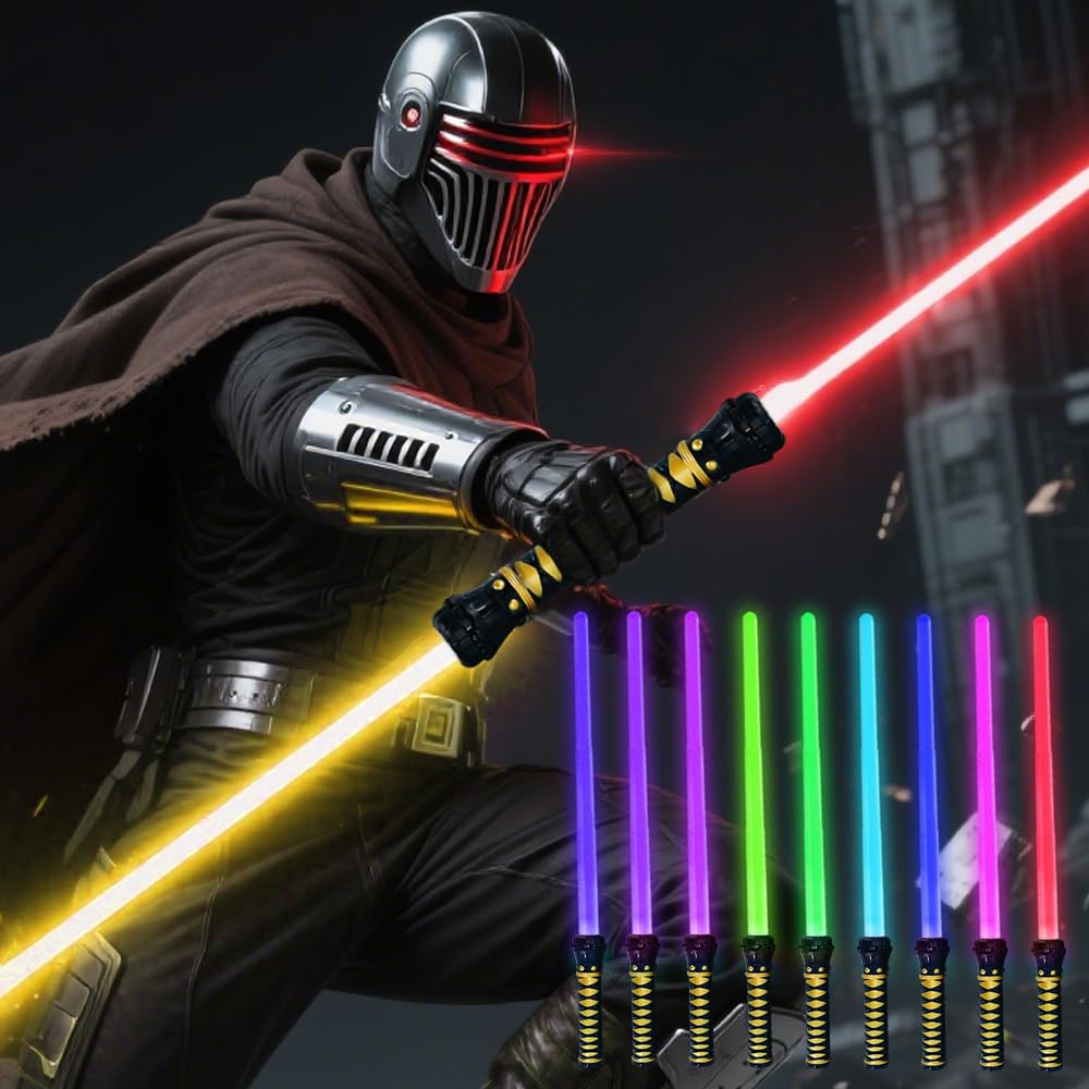 2PCS Light Up Saber with Sound, Retractable Light Saber Sword Toys, 15 Colors Changeable Lightsaber for Star-Wars Roleplay Halloween Dress Up Parties