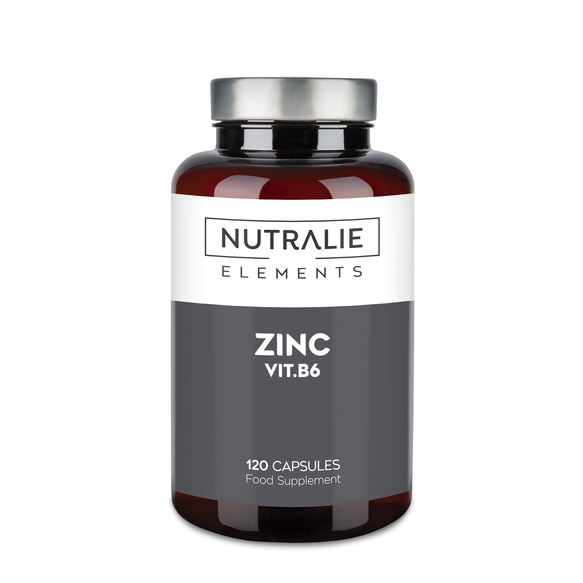Zinc Supplements with Zinc Citrate and Vitamin B6 for Women and Men - 120 Vegan Capsules Nutralie