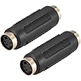 uxcell S-Video 4 Terminal Female to Female Connector Mini Din 4 PIN Composite Stereo Video Extension Cable Adapter Coupler for DVD HDTV, Black 2Pcs