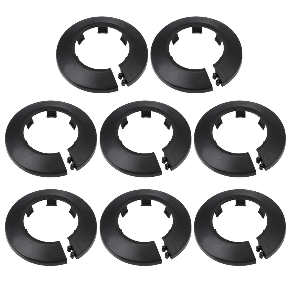 sourcing map 40-41mm Pipe Cover Decoration PP Plastic Water Pipe Escutcheon Black 8pcs