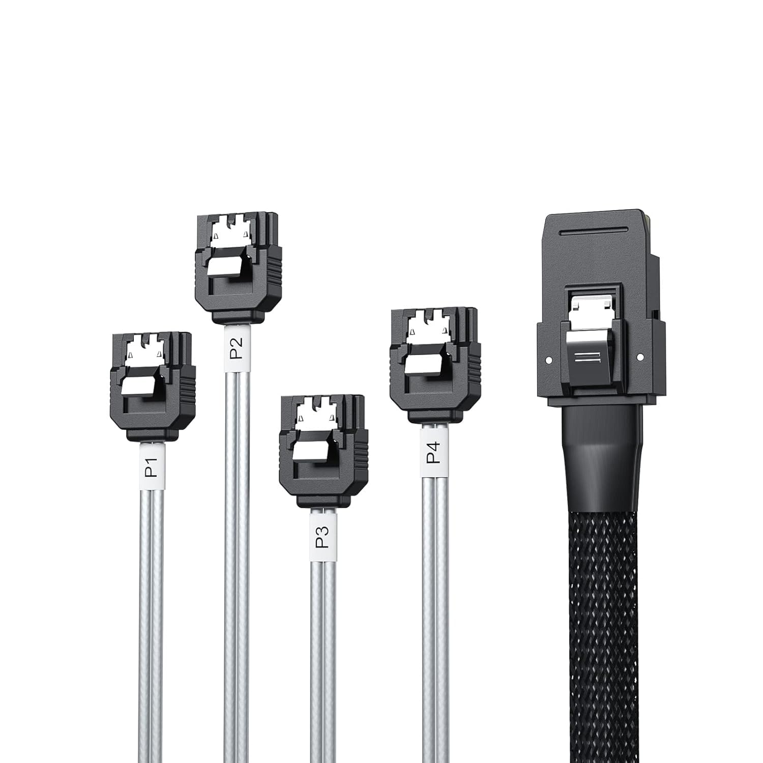 10Gtek® SFF-8087 to 4x Sata 0.5-Meter(1.65-ft), 6G Internal Mini SAS to SATA Cable, 36pin (SFF-8087) Male (Host) to 4x SATA (Target) 7pin Female Fan-out Cable