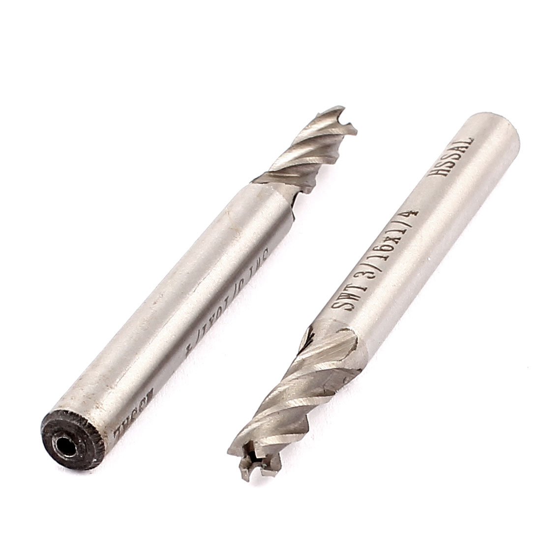 Sourcingmap 2pcs 4.8mmx6mmx15mmx59mm 4 Flutes End Mill Milling Cutter Tool Silver Tone