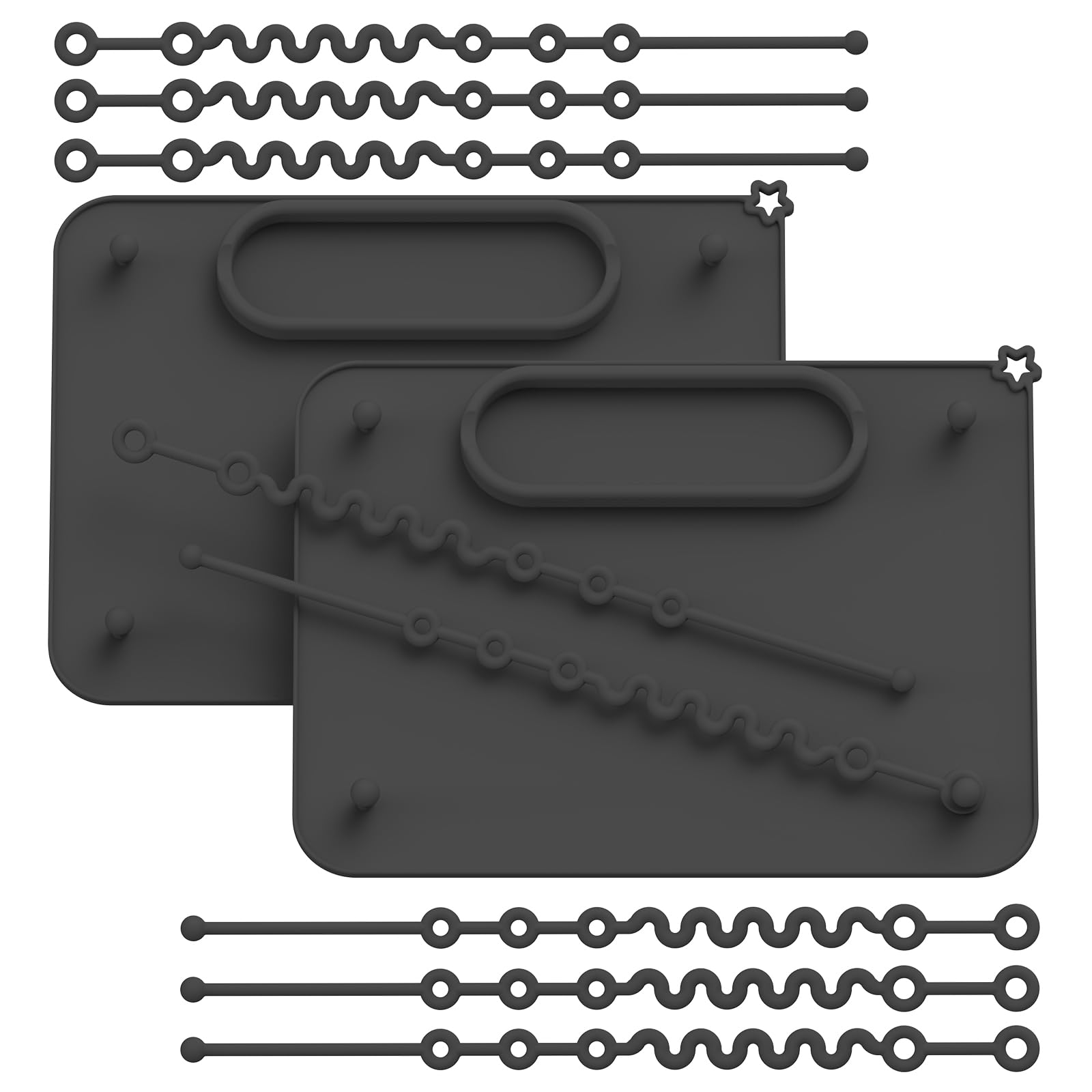 Photo 1 of 2 Pack Baby Silicone Mat, with Suction Base and 8 Stretchable Straps, Seposeve Baby Placemats, Activity Mat for Infants to Toddlers, Keeps Babies Essentials Off The Floor, 2 Balck