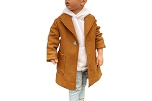 Gafeng Kids Toddler Boys Wool Blend Trench Coat Long Sleeve Mid Length Pea Overcoat Outerwear