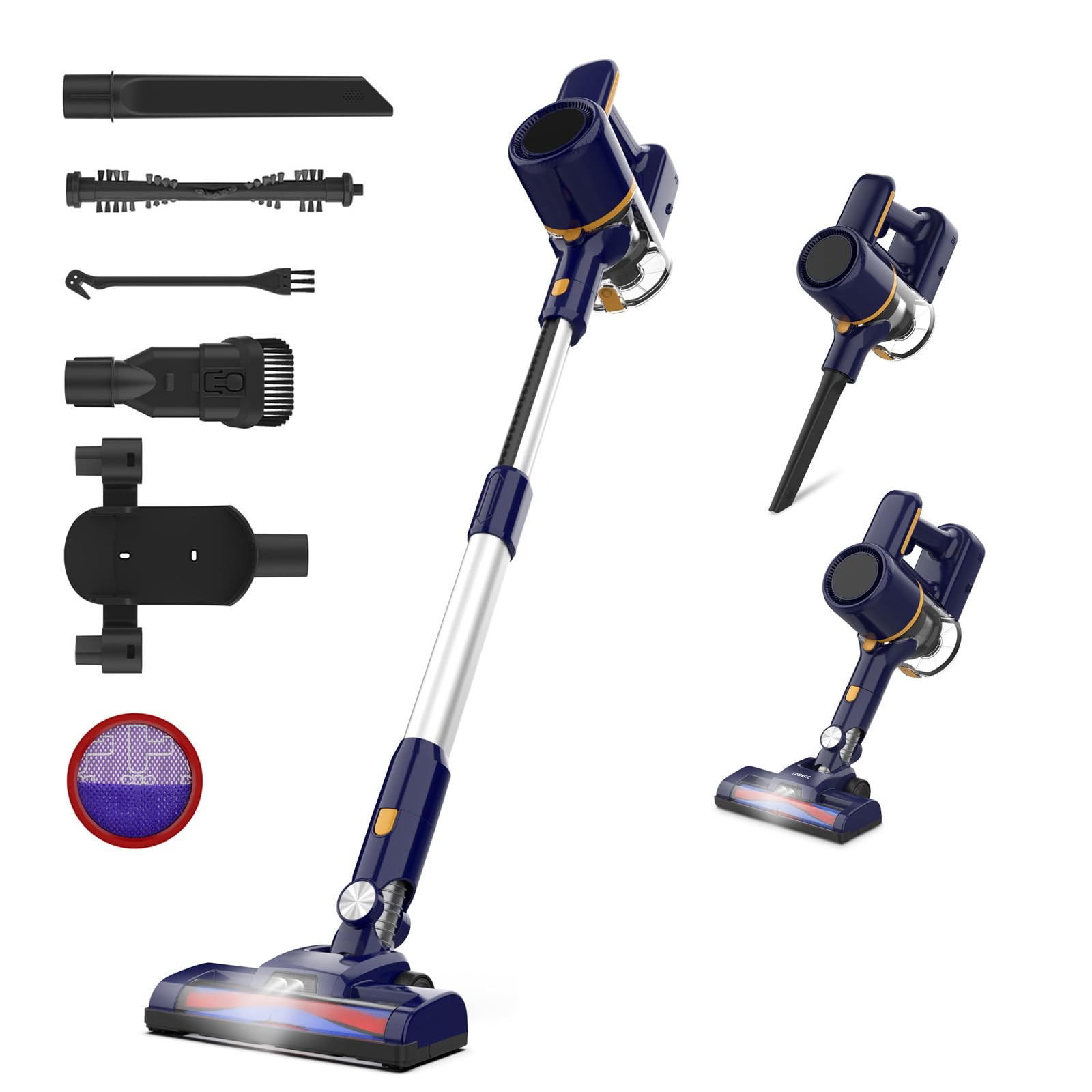 Photo 1 of ***************used-dirty, missing accessories************
Powaert N7S Cordless Vacuum Cleaner, 6-in-1 Lightweight Stick Vacuum with Powerful Suction, 6-Cell 2200mAh Rechargeable Battery, Handheld Vacuum Cleaners for Pet Hair, Carpet, Floor (Blue)