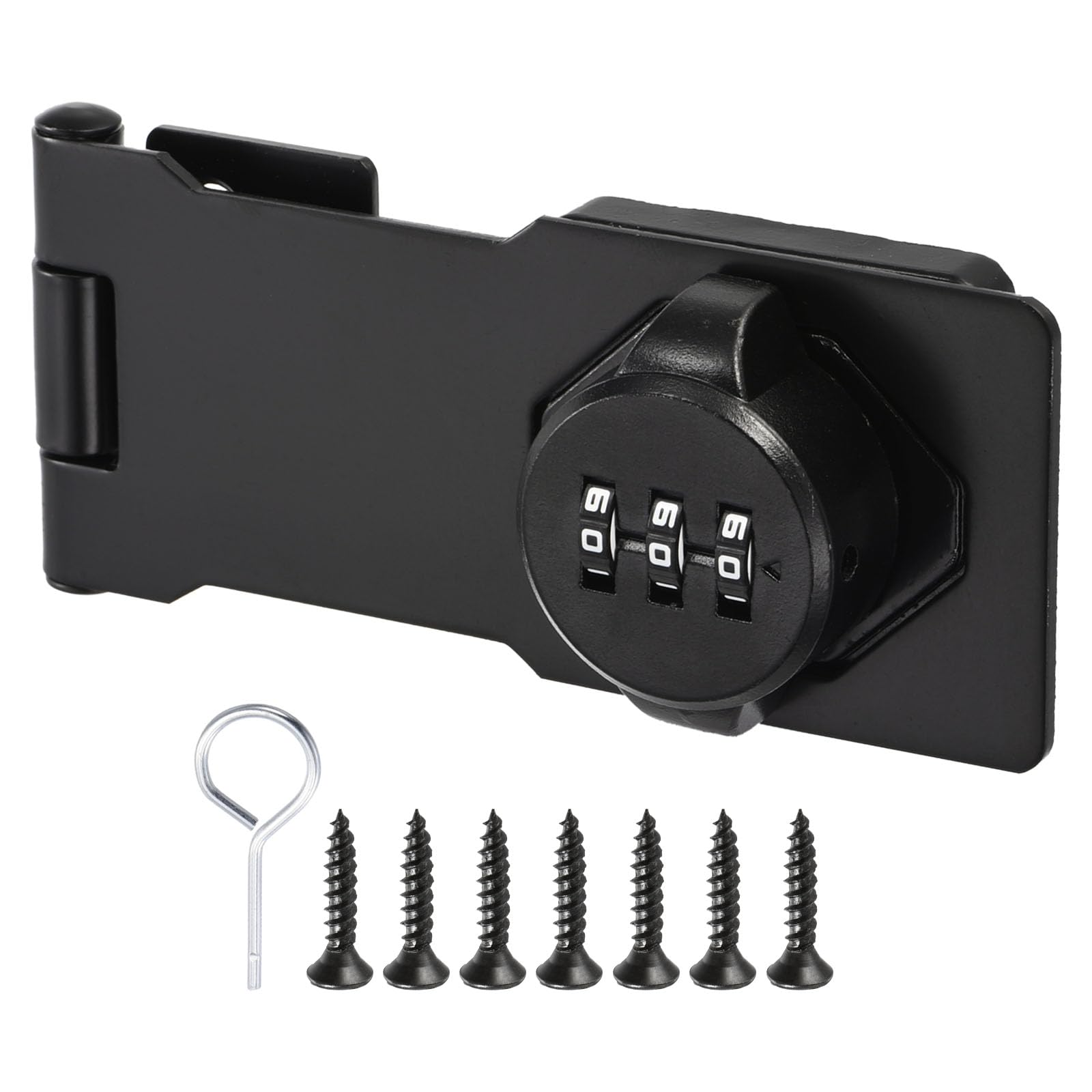 PATIKIL Cabinet Password Lock, Rotary Hasp Locks Door Security Latch, Slide Latch for Small Barn Door, Bathroom (Black)