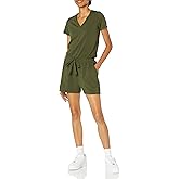 Amazon Essentials Women's Supersoft Terry Short-Sleeve V-Neck Romper (Previously Daily Ritual)