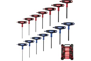 XOOL 14PCS T Handle Allen Wrench Set, Metric & SAE Hex Key Set, Long Arm Hex Key Wrench Set with Portable Organizer