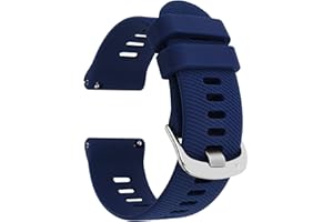 TIESOME Silicone Rubber Watch Bands, Silver Stainless Steel Buckle, Quick Release, 18mm 20mm 22mm Smartwatches Bands for Men and Women Waterproof Sport Watchbands