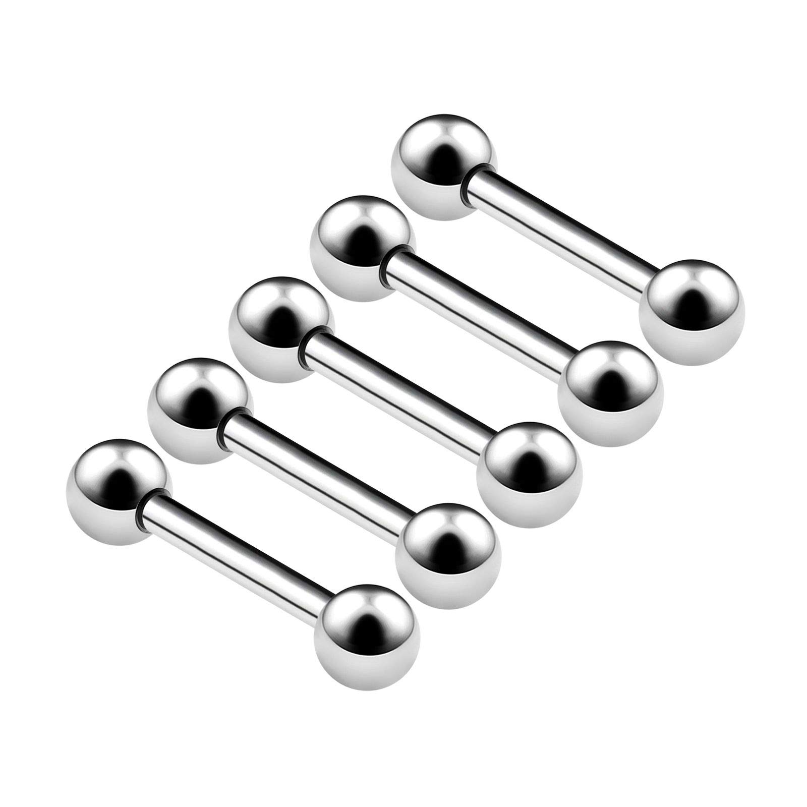 BanaVega 5PCS Stainless Steel Barbell Rings 16g 3/8 10mm 3mm Ball Cartilage Tragus Helix Daith Earring Eyebrow Piercing Jewellery 4853