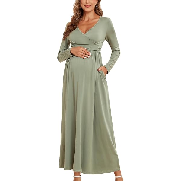 ALWAYS Women's Maternity Maxi Dress - Striped Premium Soft Short Sleeve  Empire Pregnancy Nursing Baby Shower Dresses S at Amazon Women's Clothing  store