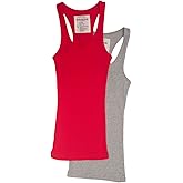 2 Pack Zenana Women's Basic Ribbed Tank Top Small H Gray, Red