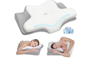 PAYHUIN Cervical Neck Pillow, Memory Foam Pillows for Neck and Shoulder Pain Relief, 2 Heights Ergonomic Pillow with Breathab