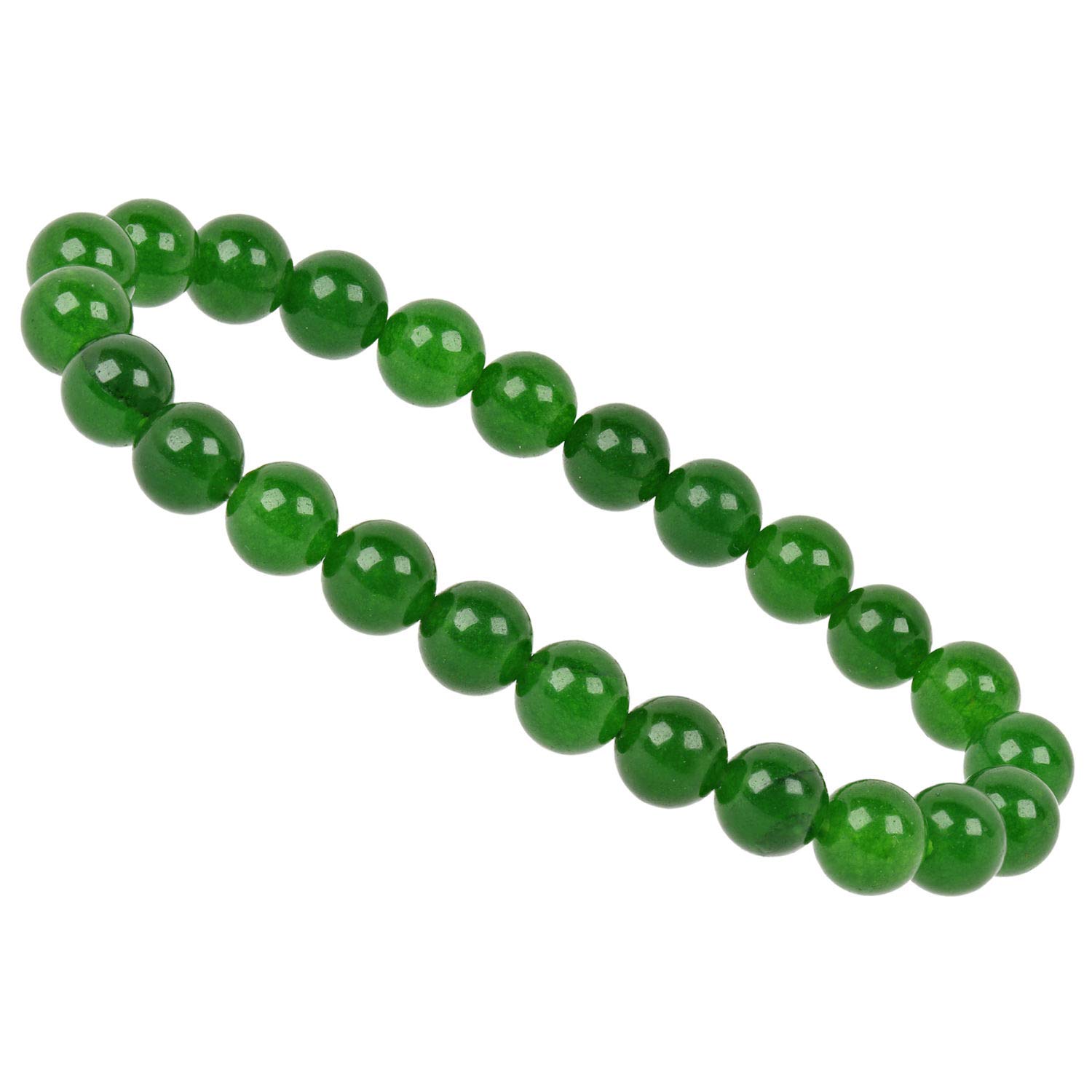 PowerBead Eledoro Women's Stretch Bracelet made of 8 mm Gemstone Beads - 17-18 cm Green