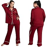 Rinlist Plus Size Pajamas for Women Soft Modal Loungewear Sets Long Sleeves Button Down 2 Piece PJS Womens Sleepwear Sets