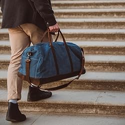 Waxed Canvas Weekender Duffle Bag, Vintage Style