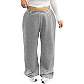 Verdusa Women's Plus Size Elastic Waist Baggy Sweatpants Wide Leg Long Joggers Pants