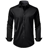 Lusead Men
s Dress Shirts Long Sleeve Stretch Wrinkle Free Wedding Formal Business Button Down Shirt