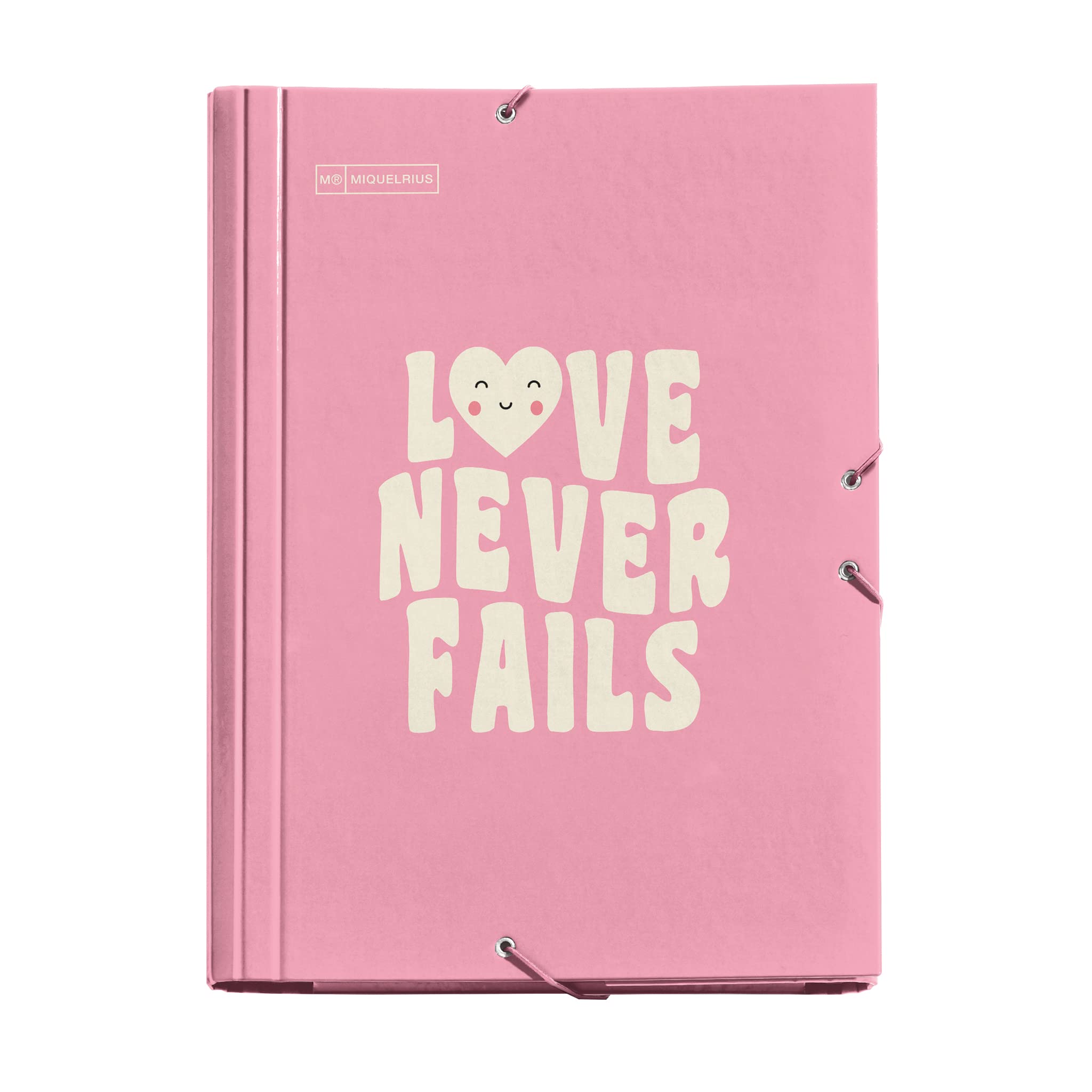 Miquelrius - Folder with Flaps, A4 Size, Elastic Closure, Rigid Cardboard, Pink Messages