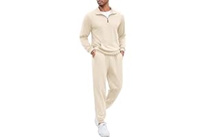 COOFANDY Men's Tracksuit 2 Piece Quarter Zip Polo Athletic Sweatsuits Casual Running Jogging Sport Suit Sets