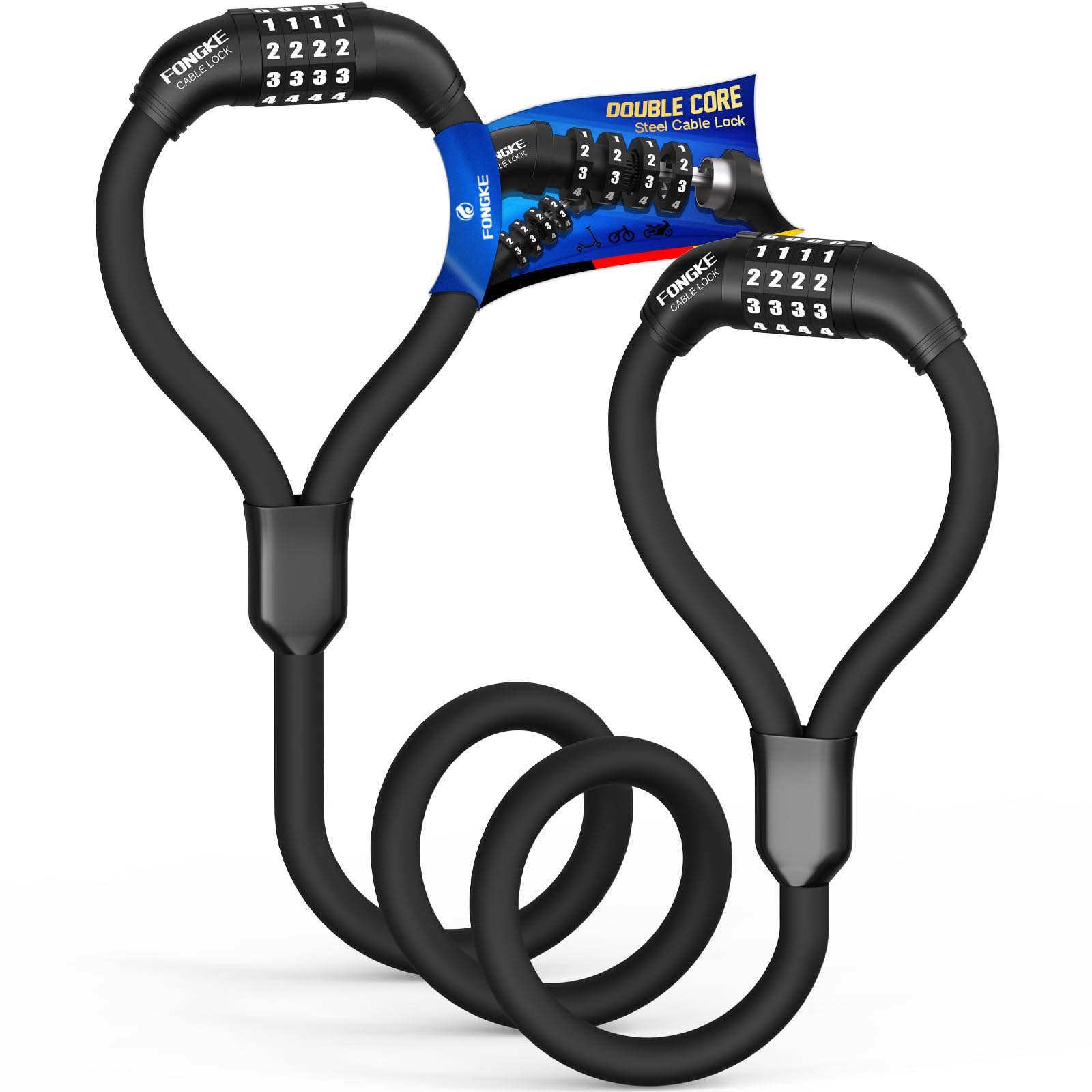 Photo 1 of Bike Lock Cable, Scooter Lock High Security, Combination Lock with 4 Digit, Bike Locks Heavy Duty Anti Theft, 41.34in/12mm Cable Lock for Bicycle, Electric Scooter, Motorcycle